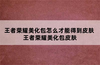 王者荣耀美化包怎么才能得到皮肤 王者荣耀美化包皮肤